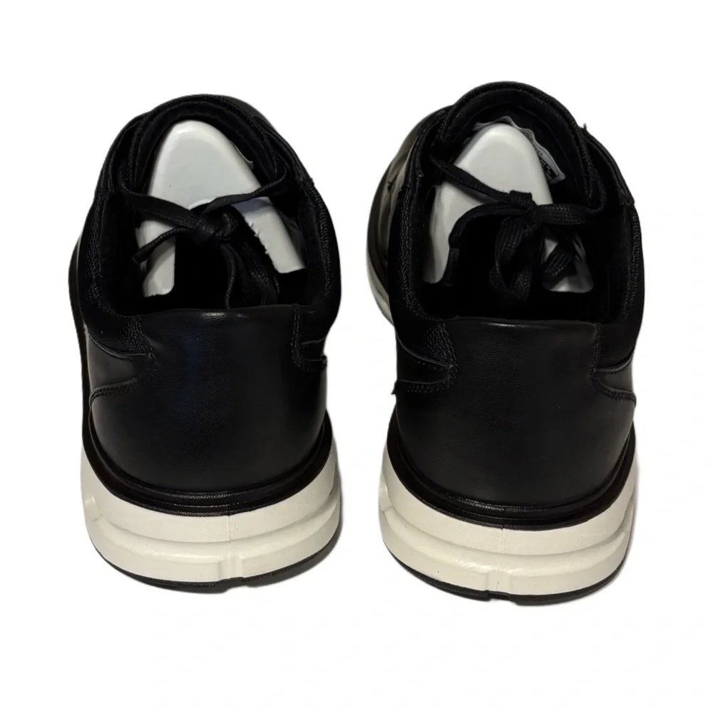 Lands' End Men's Black Leather Derbys with White Sole